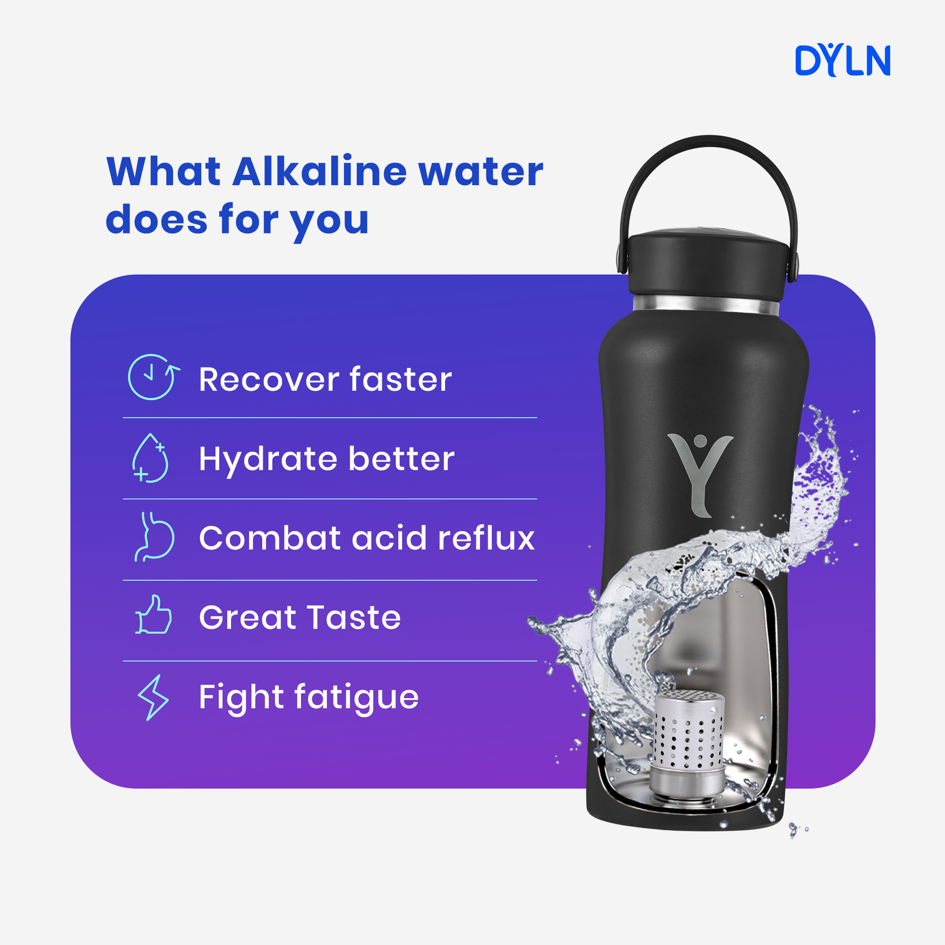 25 oz DYLN Bottle Alkaline Water, color: Crimson Red