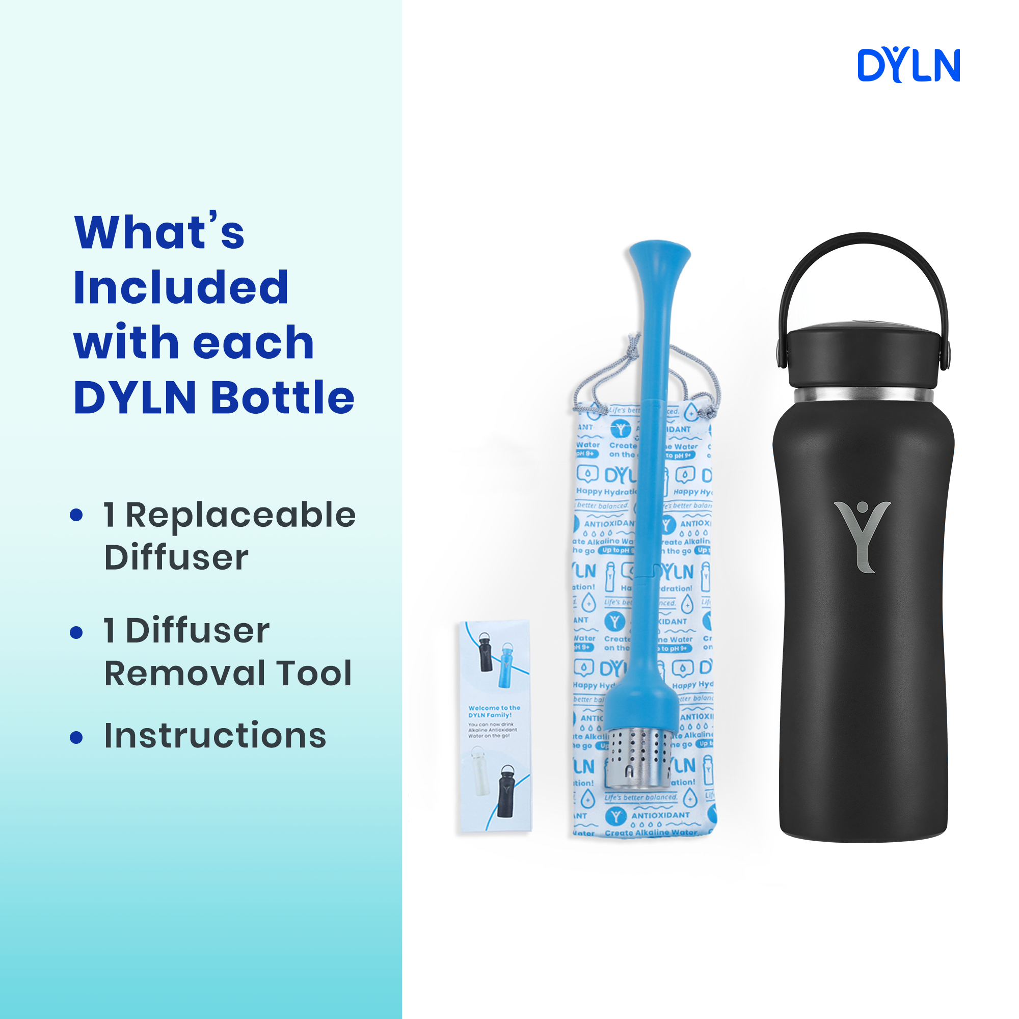 25 oz DYLN Bottle Alkaline Water, color: Galaxy Blue